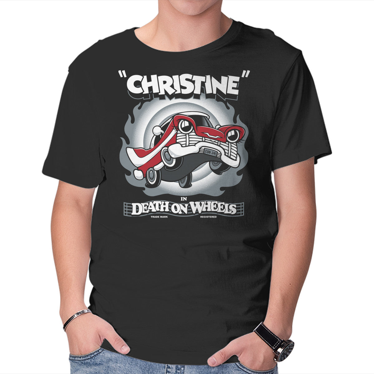 Unisex Crew Neck T-Shirt Death On Wheels Graphic Short Sleeve Casual Tee XS