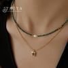Exquisite Peacock Stone Bead Pearl Necklace For Women Simple Emerald Zircon Pendant Layered Collarbone Chain 2026 New Jewelry