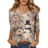 Dámské topy Tříčtvrteční rukáv Košile Výstřih do V Volná Ležérní košile Potisk Tričko