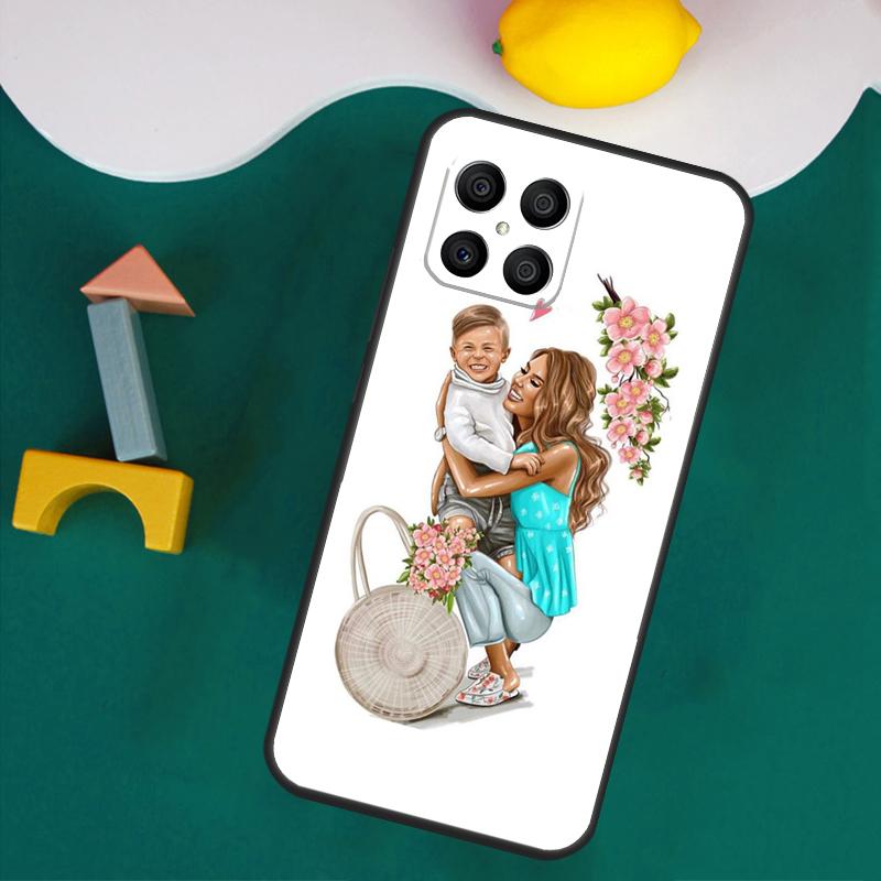 Black Brown Hair Baby Mom Girl Queen Case For Honor Magic 7 Lite 5 6 Honor 200 Pro 50 70 90 Lite X9a X8a X8 X9 X8b X9c X9b Cover