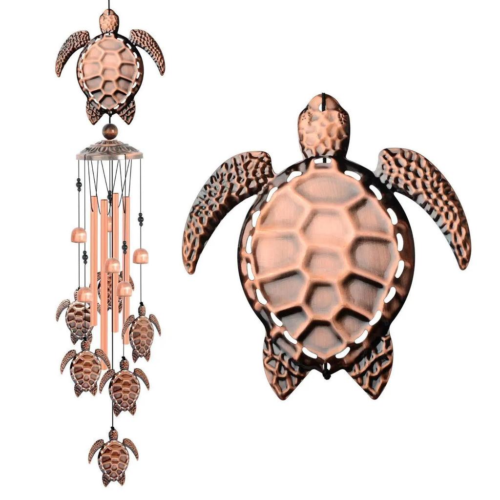 1Pcs Metal Turtle Butterfly Elephant Dragonfly Wind Chimes Bronze Retro Iron Wind Bells For Outdoor Home Garden Decoration Gifts