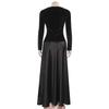 2025 Spring Women's Long Sleeve Round Neck Patchwork Dress - Solid Color