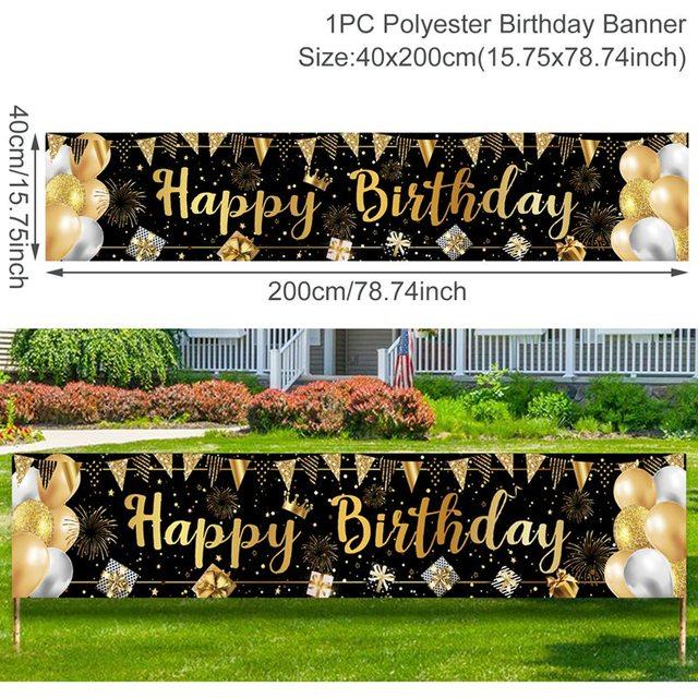 Black Gold Birthday Table Runner 30 50 Birthday Tablecloth Balloon Party Decoration For Home Backdrop Wedding Adult Anniversary
