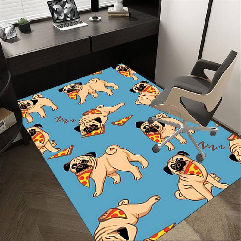 

1PC Pug Pizza Extra Large Non-Slip Floor carpet, Office, family, bedroom, Studio Large Area Rug,Longlasting Material-J0335 60cm by 90cm