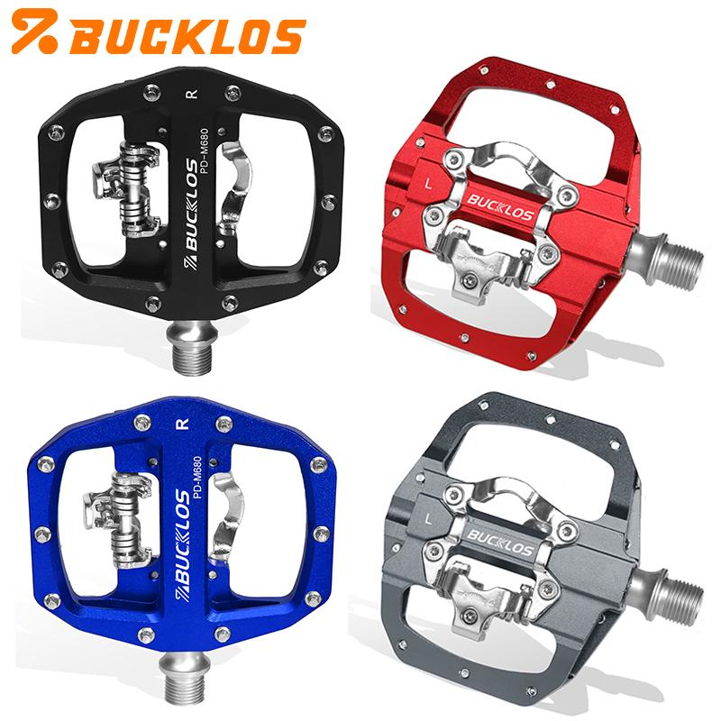 BUCKLOS MTB Pedal for SPD System Bicycle Mixed Pedal Mountain Bike Self-locking Pedals Aluminum Alloy MTB Bike Clipless Pedals