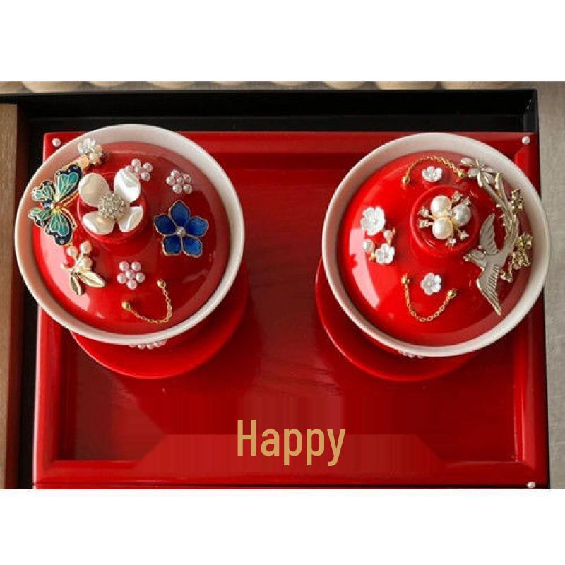 Wedding Ceramic Gaiwan Tea Cup Set