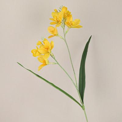 2 Gabel Künstliche Freesienblüten Real Touch Realistische Künstliche Orchidenzweige Handgemachte Kunstblumen Hochzeitsfeier Dekor
