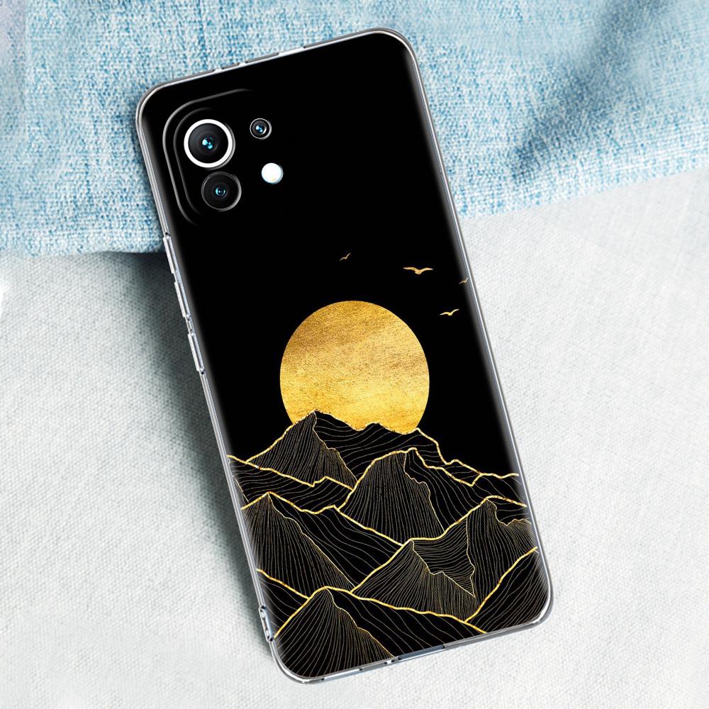 Phone Case For Xiaomi Mi 15 14 13 12 11 Lite 15T 13T 12T Pro Poco X7 X6 X5 Pro 5G X3 NFC F7 F6 F5 Cover Mountain Sunrise Line