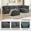 Modular 6-Seater Sofa, Corduroy, Ergonomic, Storage Pockets, Combinable As U-Shape/L-Shape/Sofa Bed, Wood and Metal Structure, Easy Assembly, Grey