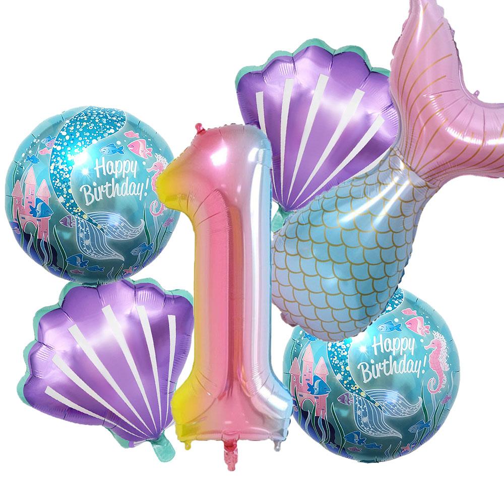 Mermaid Balloon 32 inch Digital Aluminum Foil Balloon Children's Birthday Party Decoration Baby Shower Decoration