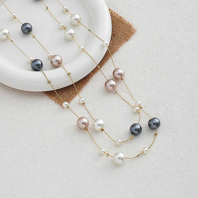 Collar Largo Multicolor de Perlas de 170cm Cadena para Suéter (NL012)