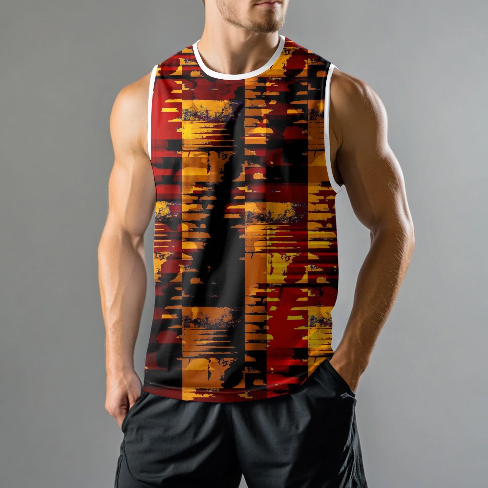 

Мужская мода принтованный спортивный повседневный жилет без рукавов L