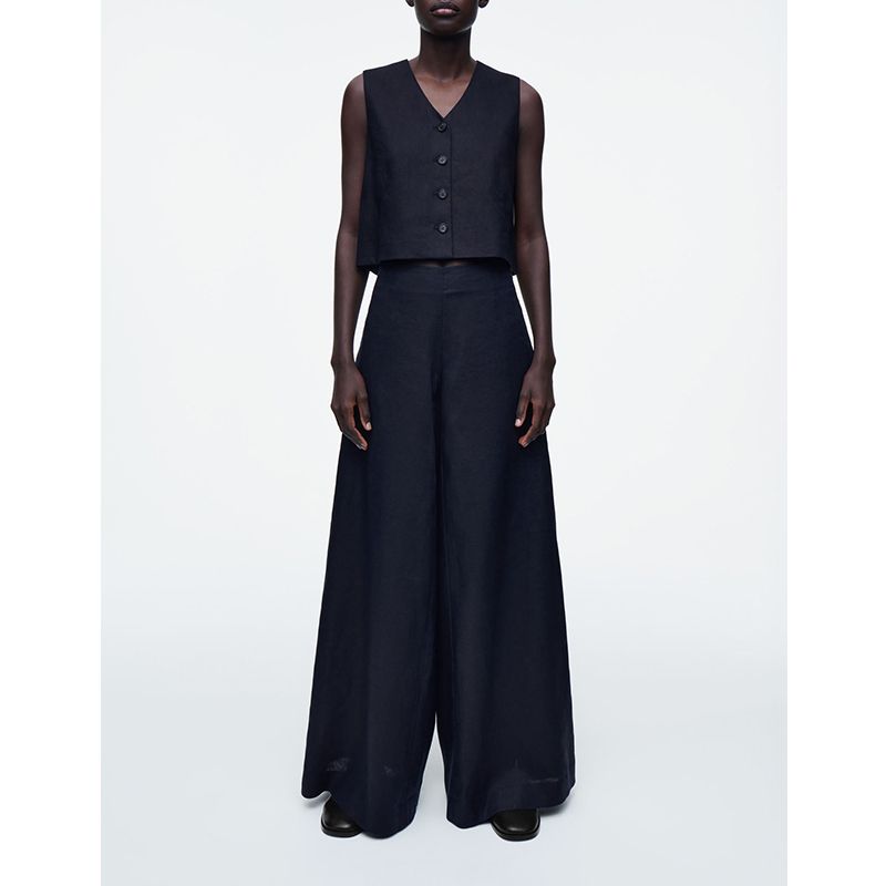 Summer Casual Short Linen Blended Vest 1272658 Wide Leg Casual Trousers Casual Trousers 1274075