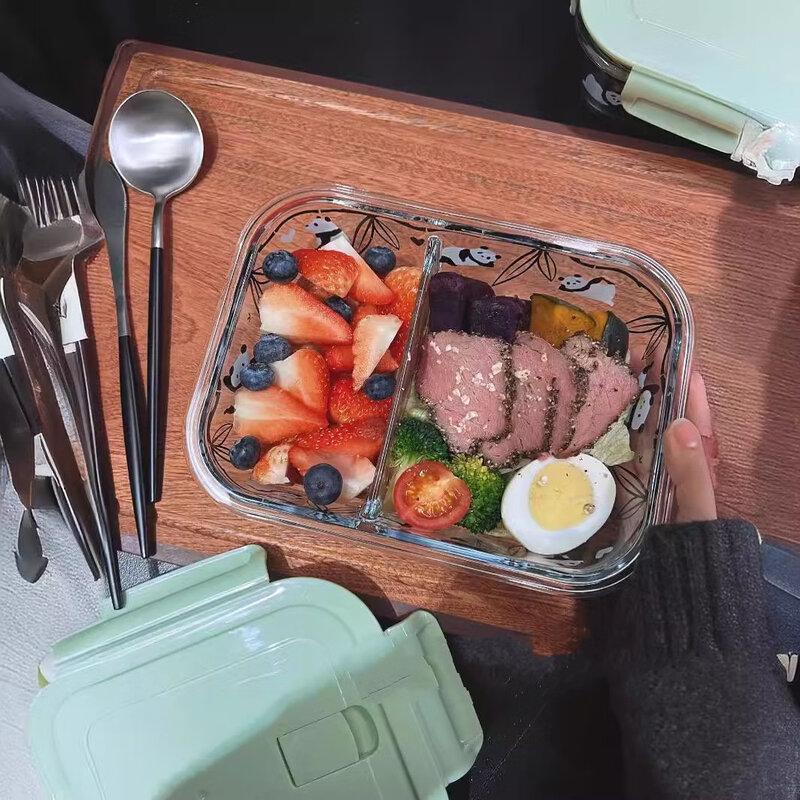 ZISIZ Panda High Borosilicate Divided Glass Lunch Box
