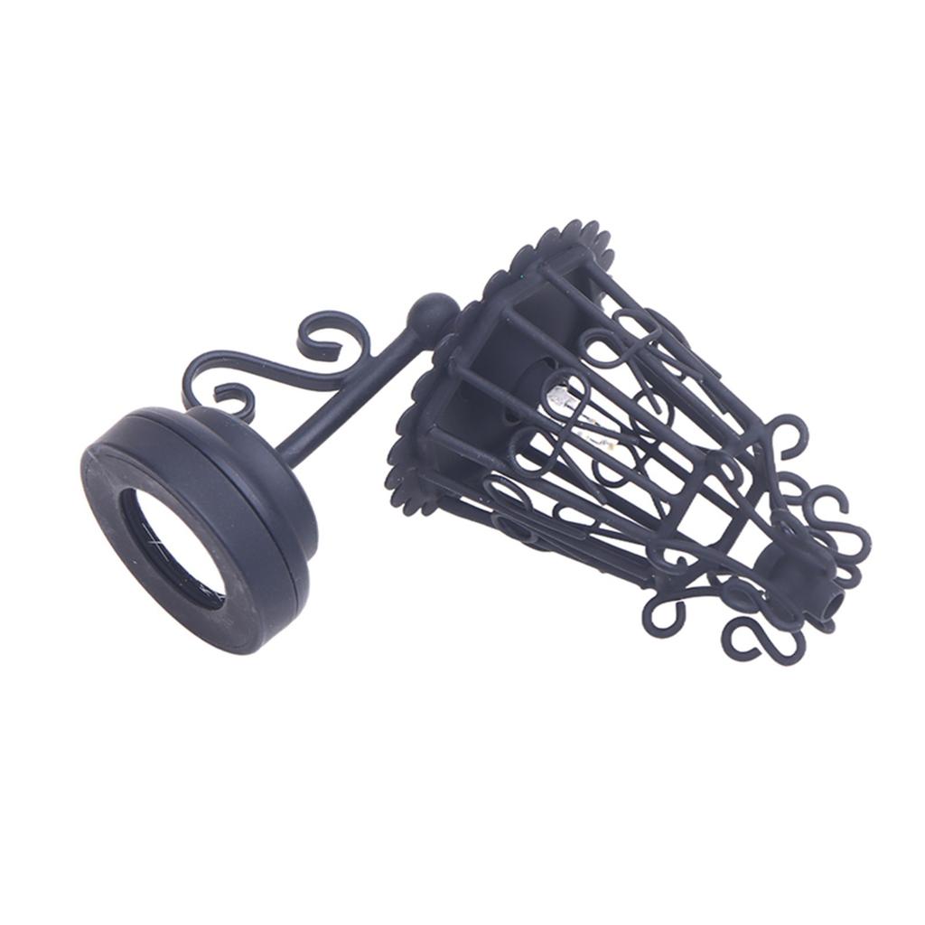 Miniature Hollowed Wall Sconce 1/12 Black Metal Wall Lamp for Dollhouse Living Room Hallway Garden Scene Decoration