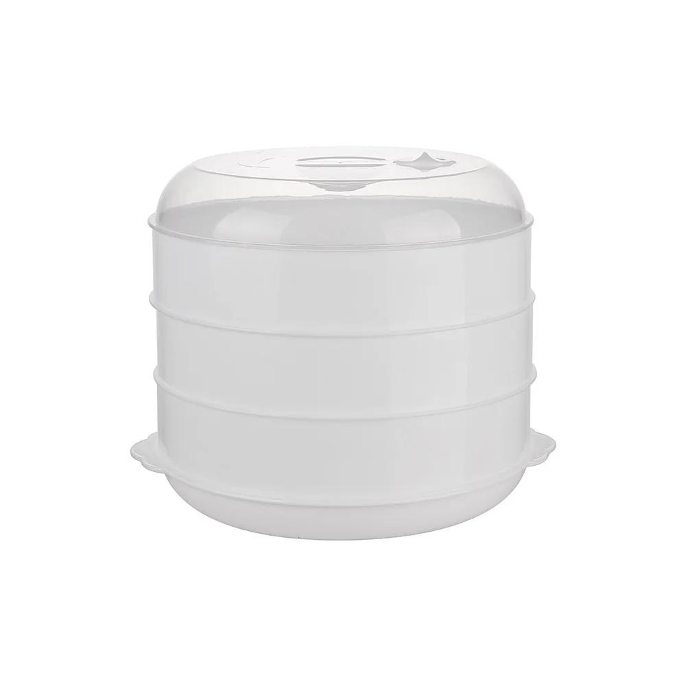 Doppelschichtiger Kunststoffdampfgarer Mikrowellenherd Rund abgedeckter Dampfgarer Stapelbarer Reiskocher Dampfgarrost Küchenkochzubehör