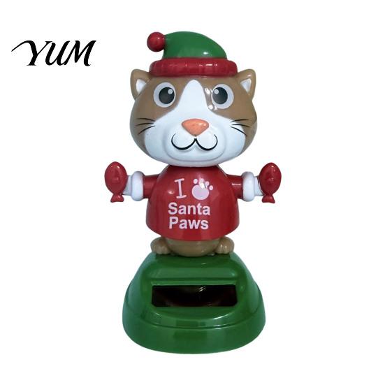 Miniature Holiday Desktop Ornaments Solar Powered Dancing Car Ornament, Creative Dashboard Christmas Cartoon Figure for Swing Figures Cars Auto