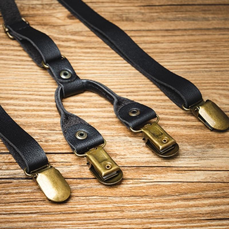 Old Fashion PU Suspenders Belt With 4 Strong Metal Clasp and Y Shape Design For Men Women And Teens Formal Occasion