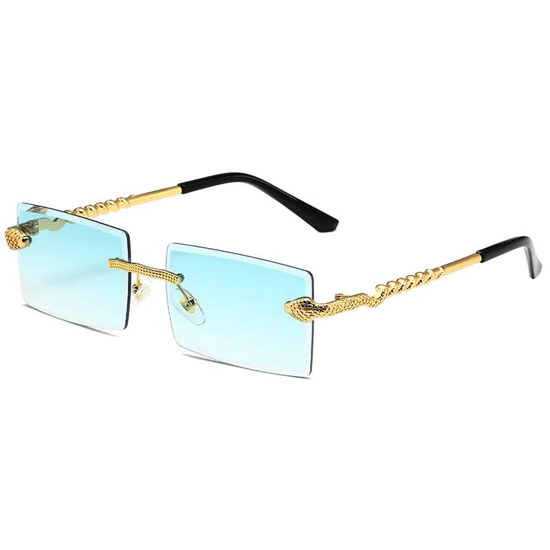 SHAUNA Fashion Rimless Rectangle Sunglasses Gradient Shades UV400