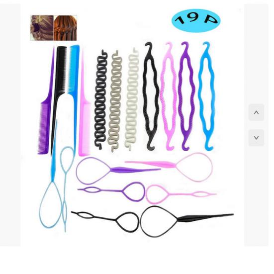 

Yousheng 19 Pcs Hair Braiding Tool, DIY Hair Styling Tool Kit Updo Ponytail Maker Accessories Topsy Hair Braid Kit 1 Set