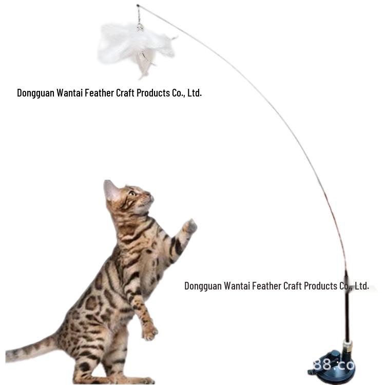 Pet Suction Cup Cat Teaser Rod with Feather and Bell Replacement