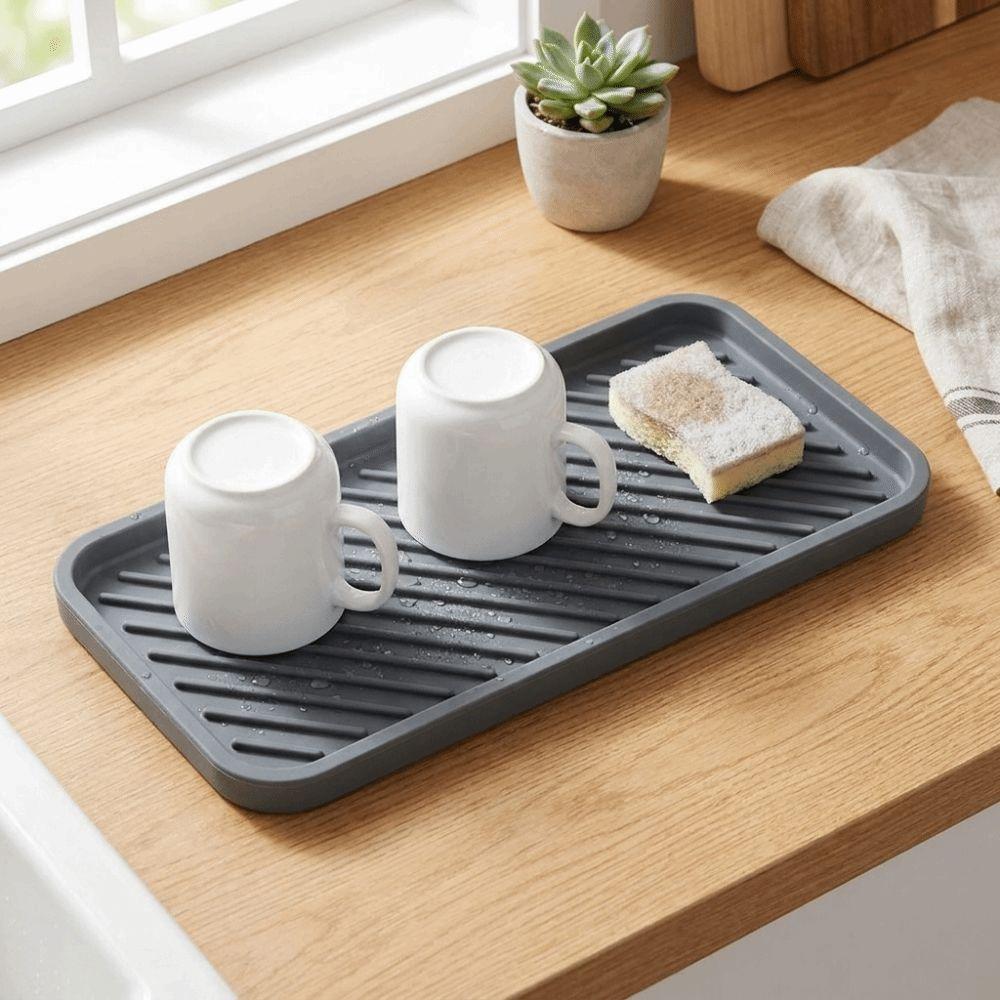 Silicone Draining Mat Non-Slip Sink Organizer Tray Durable Storage Tray  Bathroom Vanity