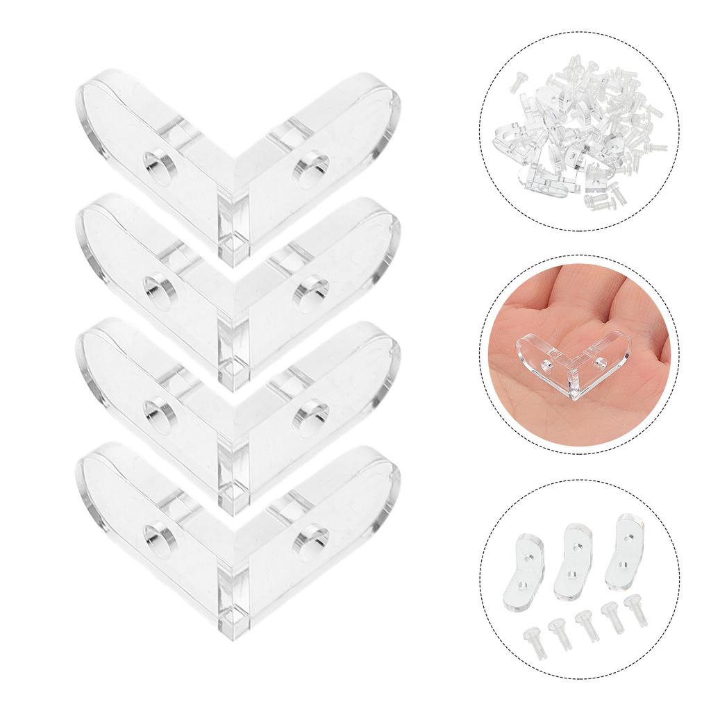 15Pcs Fixed Buckle Corner Code Transparent Bracket Acrylic Braces Clear Angle Connectors Storage Cases Home Decor Figurines
