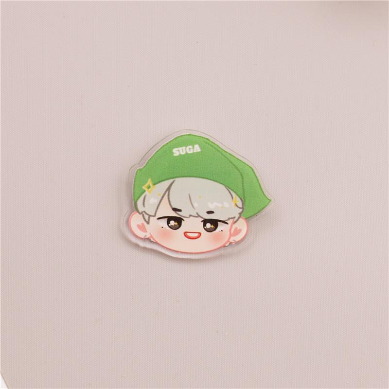 7pcs BTS Cute Cartoon Head Acrylic Brooch, Bangtan Boys Cartoon Pin Badge, Kpop ARMY Fans Backpack & Clothing Accessory