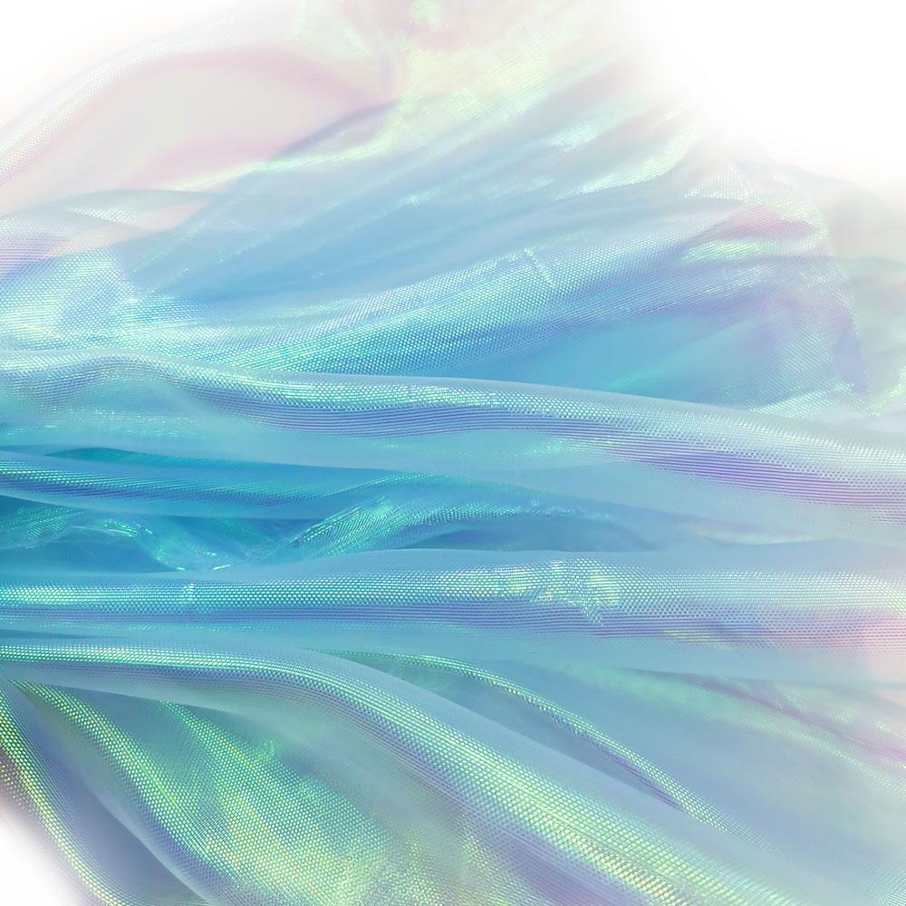 100x150cm Holographic Fluorescent Voile Organza Tulle Fabric Shiny Gauze for Wedding Decor Stage Costumes Doll Clothes DIY Craft