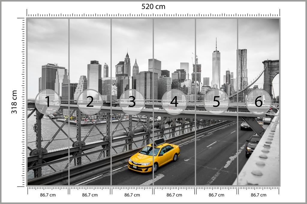 Photomural Taxi Crossing Brooklyn Bridge Self-Adhesive Mural 520x318