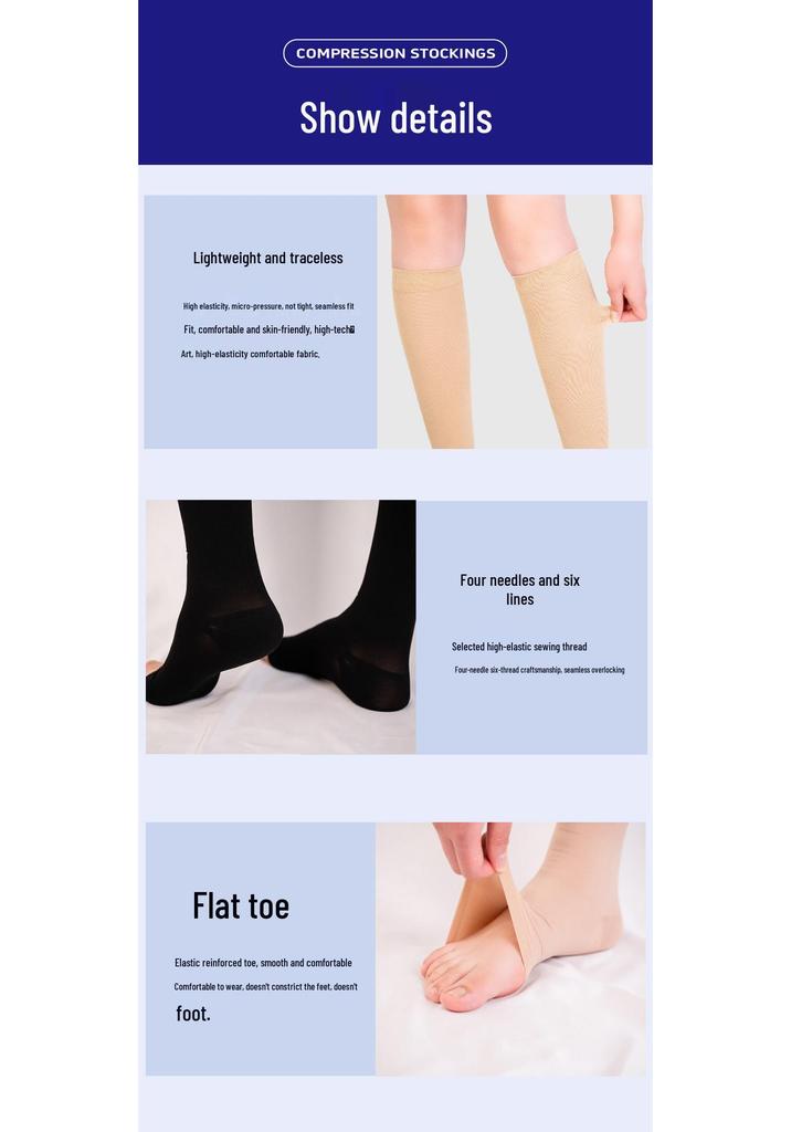 Level 1 Compression Pantyhose: Footed Elastic Stockings for Travel & Long Sitting