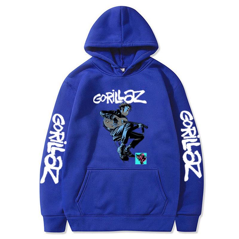 2023 Autumn-Winter GORILLAZ Cartoon Pullover Hoodie - Plus Size Trendy Hooded Sweatshirt