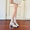 Sheepskin Not Tired Feet Single Shoes Square Head Rhinestone One-word Buckle Thick Heel Mary Jane Shoes Women's High Heel Ballet Shoes