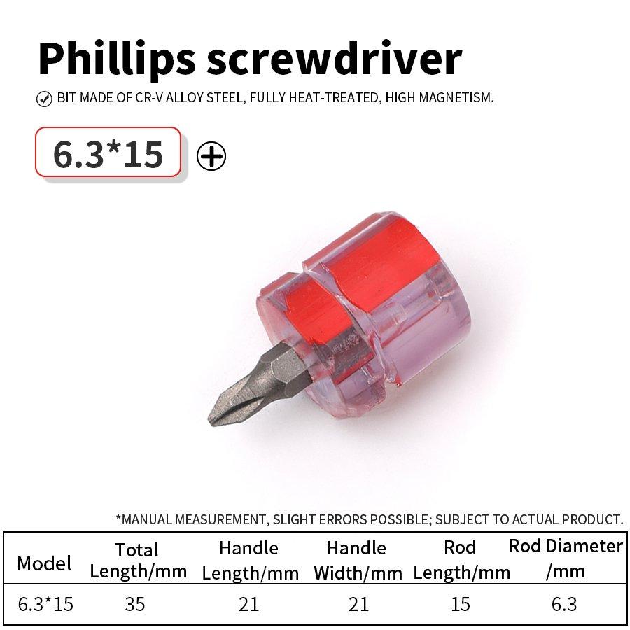 

1PC Screwdriver Transparent Head Mini Small Portable Radish Head Handle With Flat Head Slotted Phillips Cross Repair Hand Tool