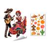 Durable Sunproof Glass Stickers Day of The Dead Window Clings, Halloween Double-Sided Skull Sticker, Ethnic Pattern Wall Art Colorful Flower Skeleton