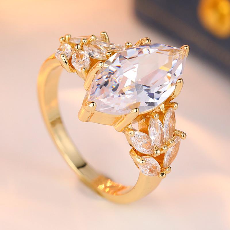 Minimalist Inlaid White CZ Women's Ring Retro Gold Color Geometry Daily Wear Party Jewelry Anniversary Gift
