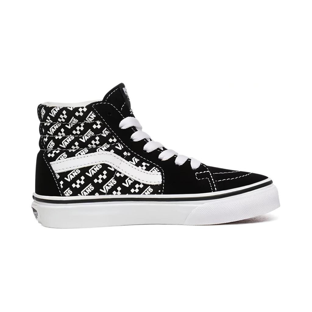Vans SK8 Canvas Abrasion Resistant High top Skateboard Shoes Black With White Print Children Aged 3 7 Years Old VN0A4BUWTEZ