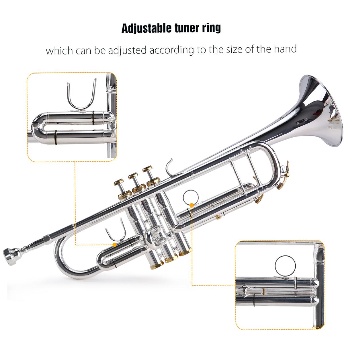 Tromba Sib Professionale Materiale Ottone Superficie Argentata Bellissimi Bottoni in Madreperla Strumento a Fiato con Bocchino 5C argento
