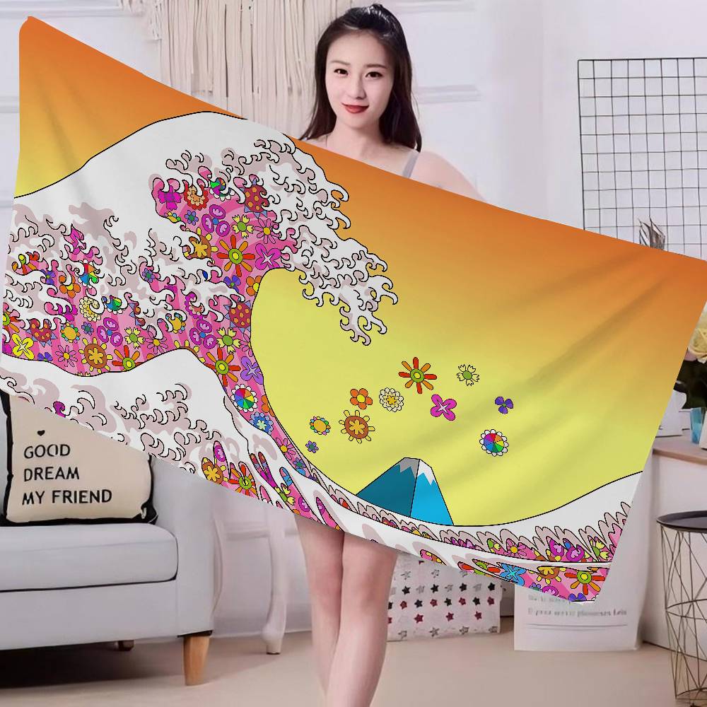 T-Takashis M-Murakamis Cartoon Bath Towel Microfiber Soft Water Absorbing Breathable For Girl Kids Decorative Beach Towel