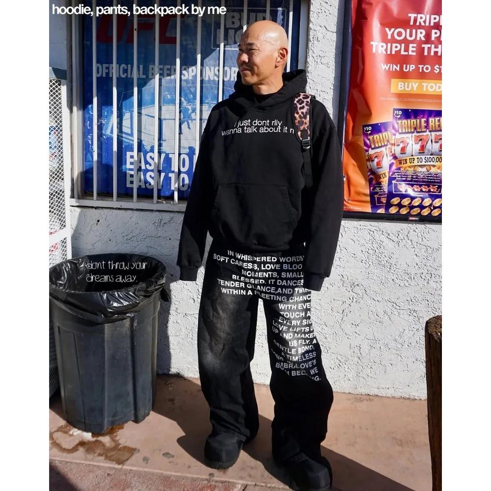 RogueWave Y2K Jeans Vintage American Pattern Letter Jeans Streetwear Gothic Harajuku Hip Hop Men Women Fashion Casual Wide Leg Jeans