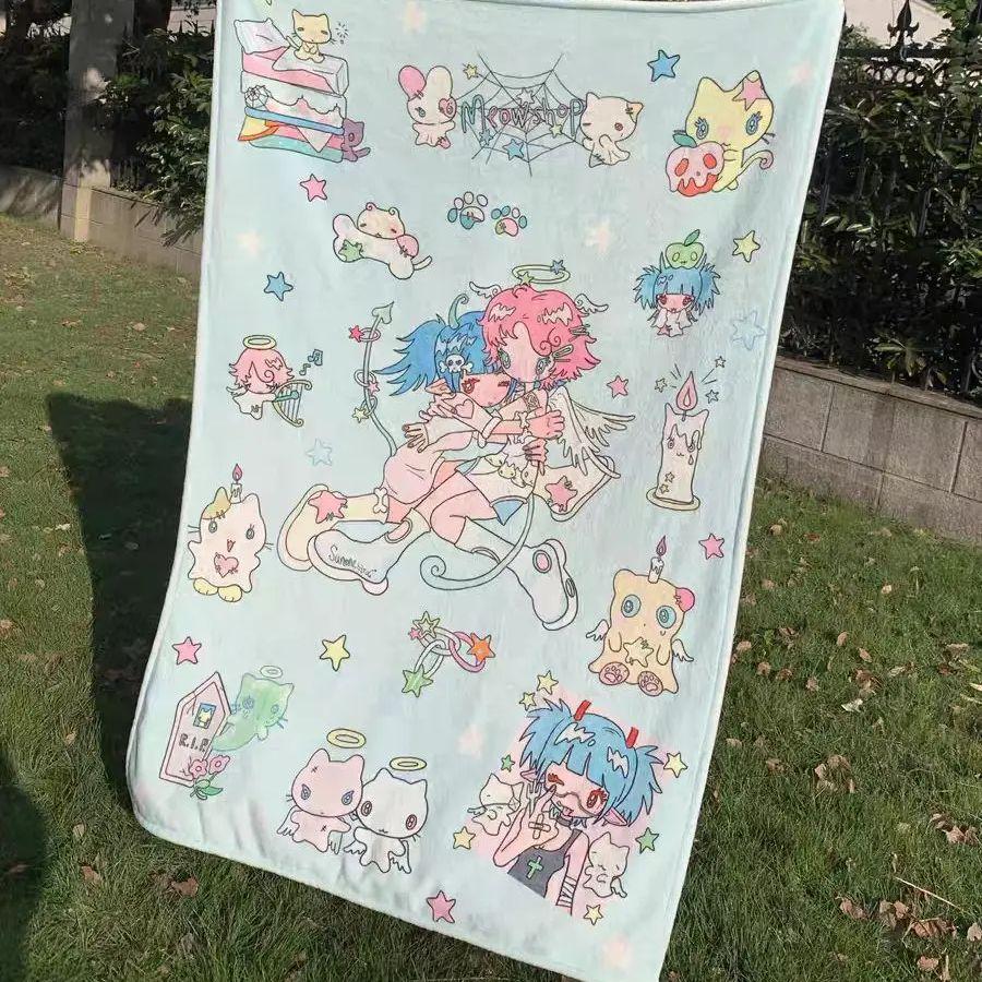 CZ005 Original Printed Double-Sided Flannel Blanket, Air Conditioning Blanket, Nap Scarf, Blanket