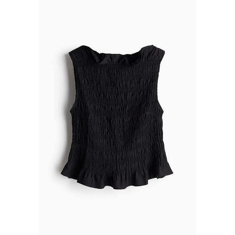 

HM Women s Shirt Fall 2025 New Fashion Casual Silm Sleeveless Pleated Shirt Tops 1263464 Black 155/76(XXS)