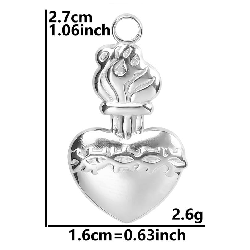 High Quality 6pcs Silver Color Heart Charm Stainless Steel Charms For Jewelry Making Pendnat Breloque Acier Inoxydable Materials