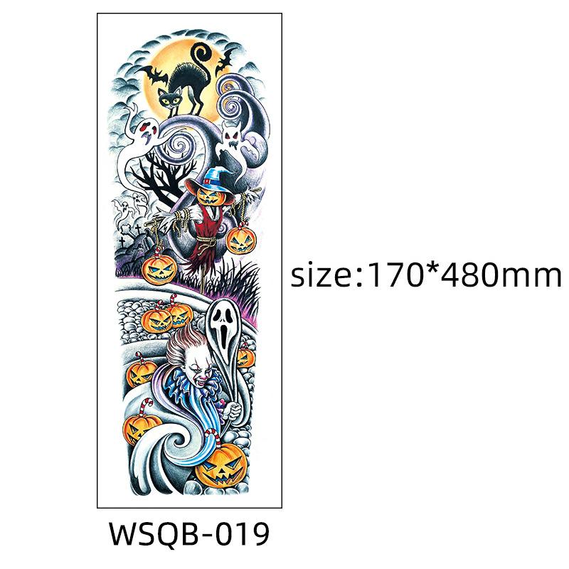 Halloween Tattoo Stickers, Big Picture Full Arm, Funny Horror Scars Bat Tombstone Tattoo