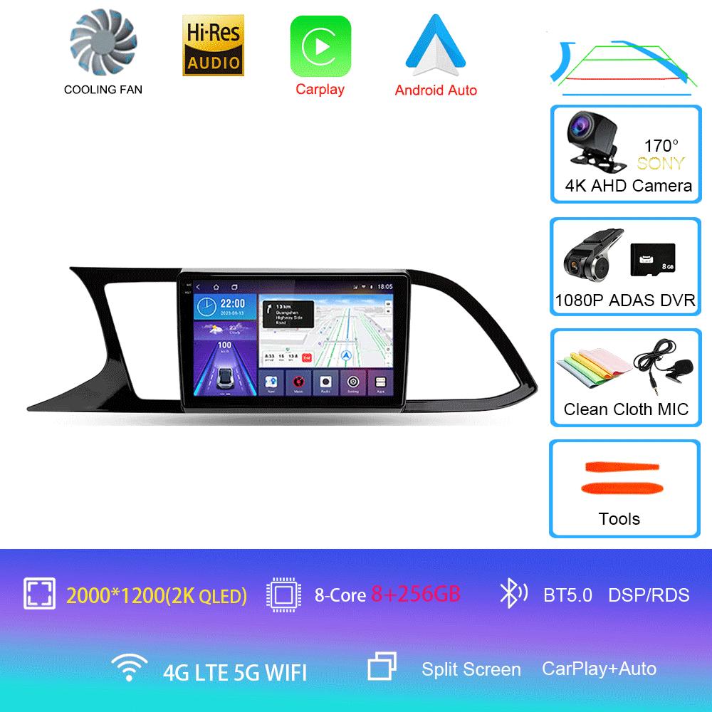 Radio Auto Android 14 Carplay Pentru Seat Leon 3 2012 2013 2014 2015 - 2020 Navigație GPS Player Multimedia stereo wifi+4G Auto BT