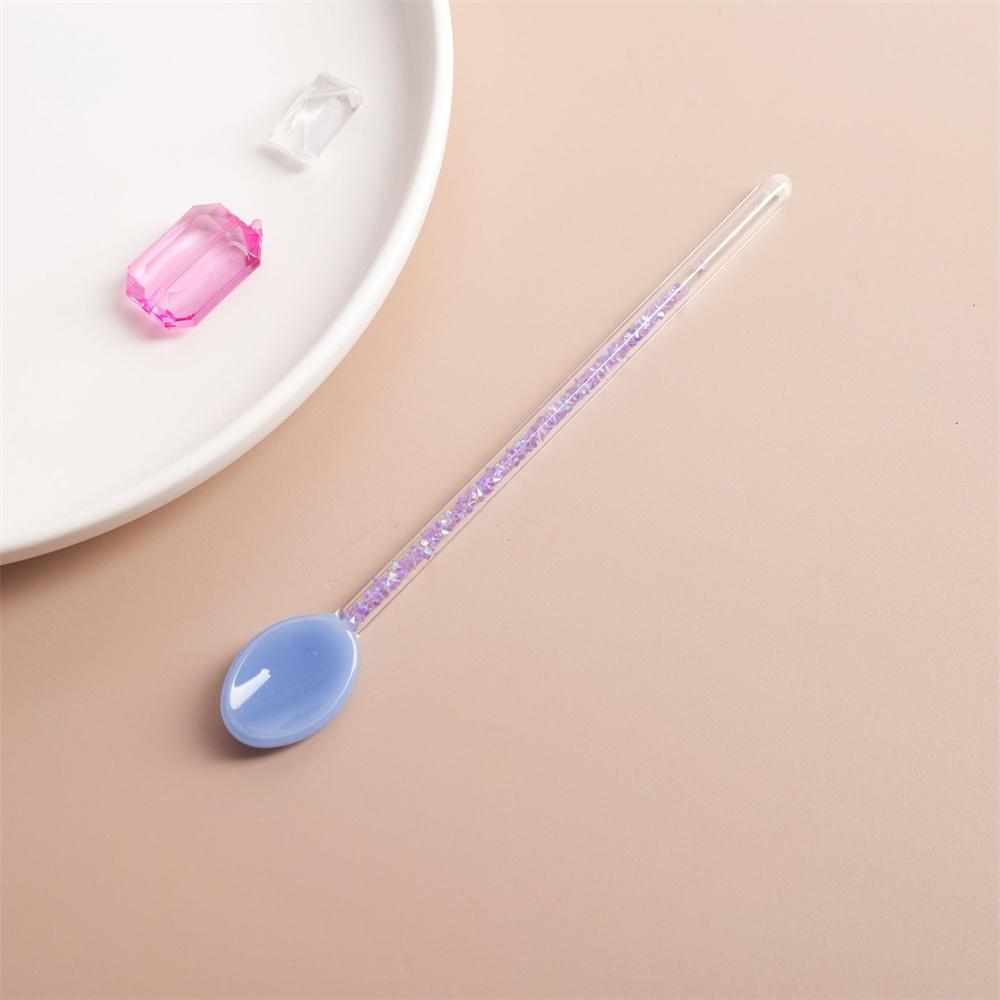 Skleněná dezertní lžička ve stylu INS, průhledná, odolná vůči vysokým teplotám, k míchání kávy, s dlouhou rukojetí, čajové lžičky, dárek