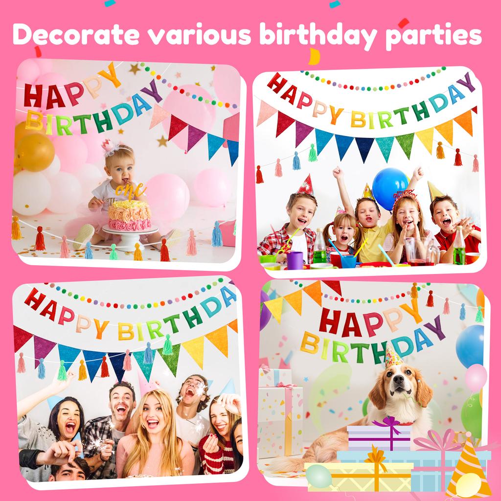 Alles Gute zum Geburtstag Dekoration Luftballons Rosa Blau Buchstaben Filzstoff Ballons Set Geburtstagsfeier Deko Luft Globos Balony Anniversaire