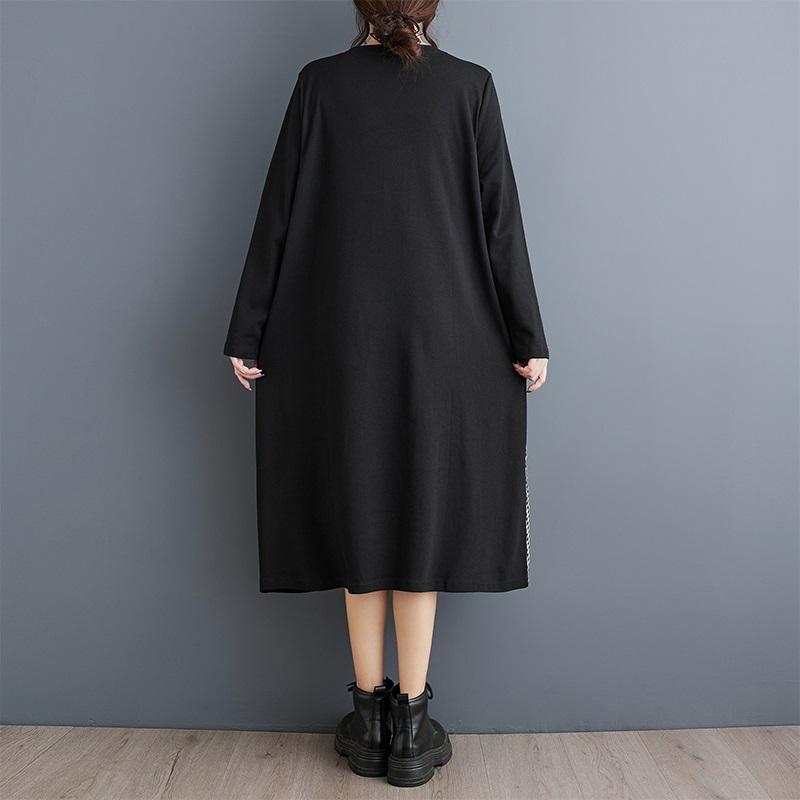 Long sleeve Plus size vintage Plaid new in dresses for women casual loose spring autumn dress