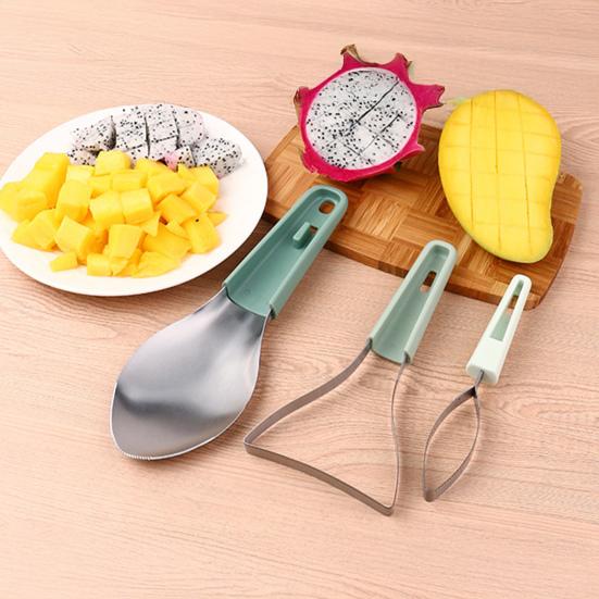 Mango Peeler Cutter Tool Stainless Steel 3-in-1 Fruit Slicer Corer Pit Remover for Watermelon Avocado Kiwi Kitchen Gadget