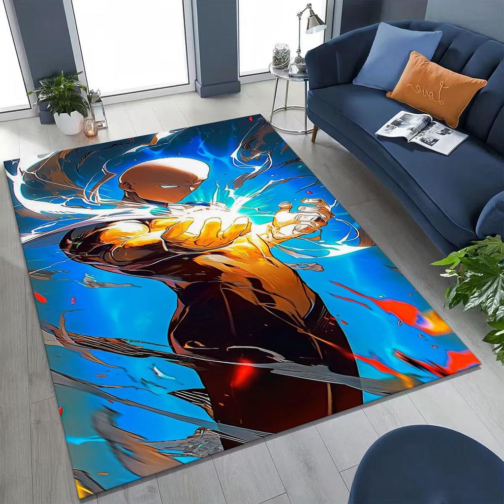 Anime One Punch Man Saitama Cartoon Cartoon Rug for Bedroom Living Room Sofa Home Doormat Decor,Kids Play Non-slip Floor Mat